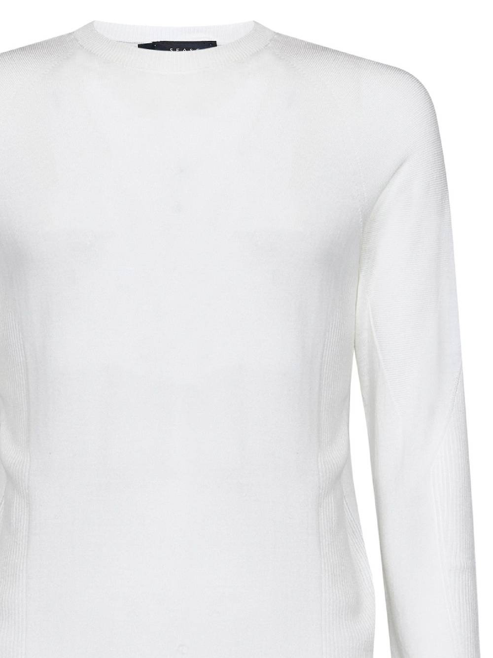 SEASE  Maglione Uomo SEASE Collo Rotondo Lana Vergine Bianco Enormi sconti