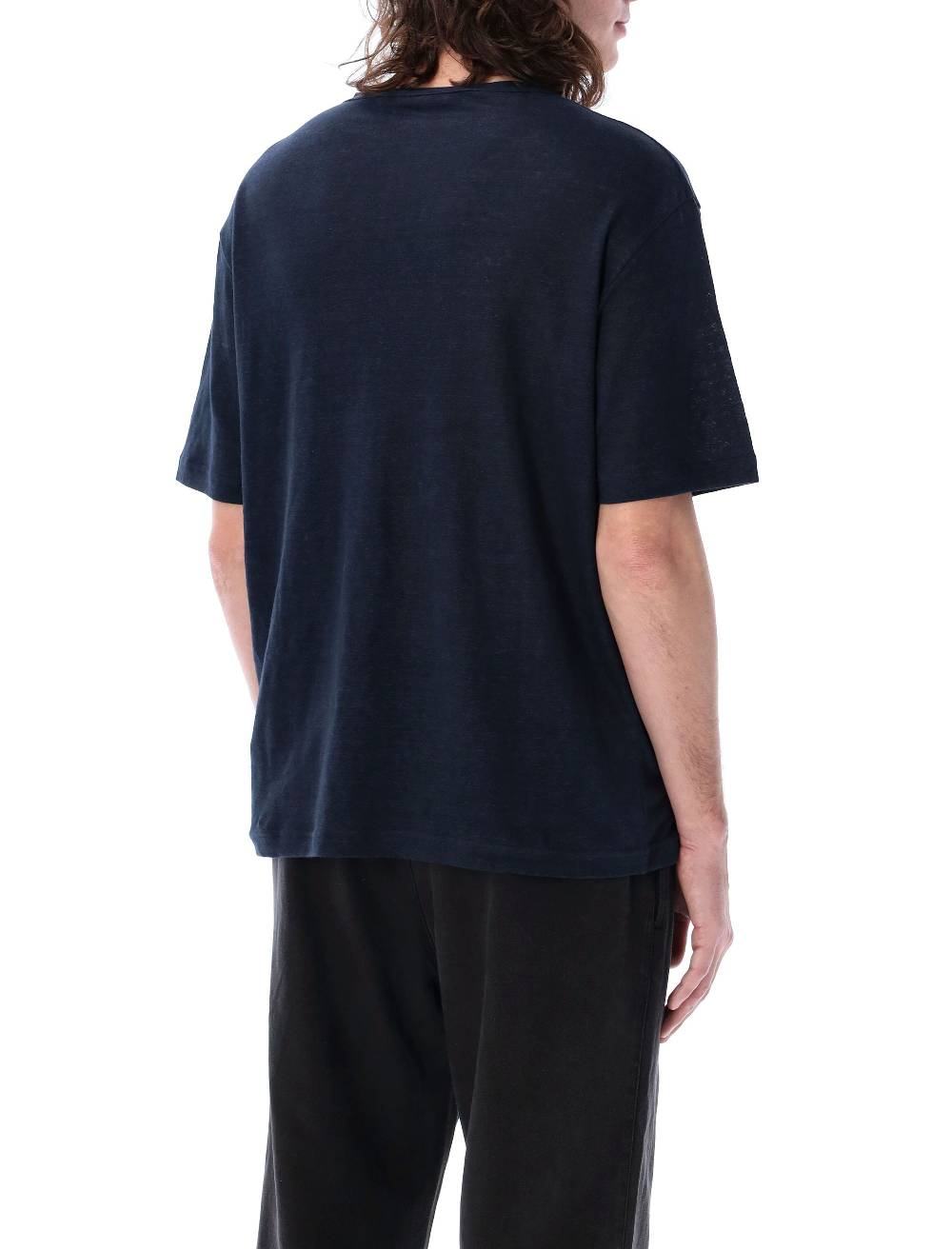 PALM ANGELS KIDS  T-Shirt Logo in Lino Nero Uomo Palm Angels Black Friday Prezzi