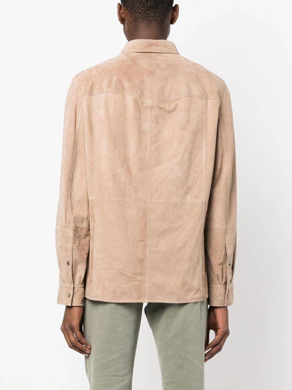 BRUNELLO CUCINELLI  Camicia Uomo Beige Brunello Cucinelli in Pelle con Chiusura a Pressione Pezzi Unici