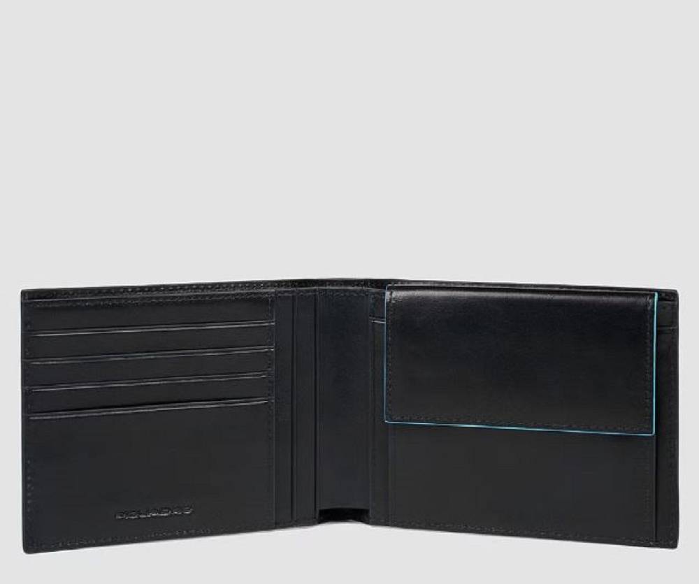 PIQUADRO  Portafoglio Piquadro Uomo in Pelle Nera con Porta Carte e Portamonete Shopping Online
