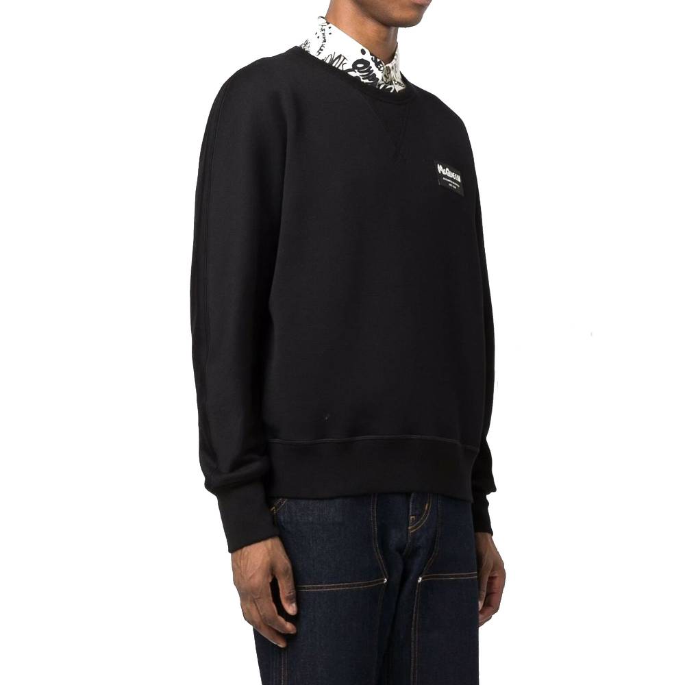 ALEXANDER MCQUEEN  Felpa Logo Cotone Nera Alexander McQueen Uomo Prezzo Ridotto
