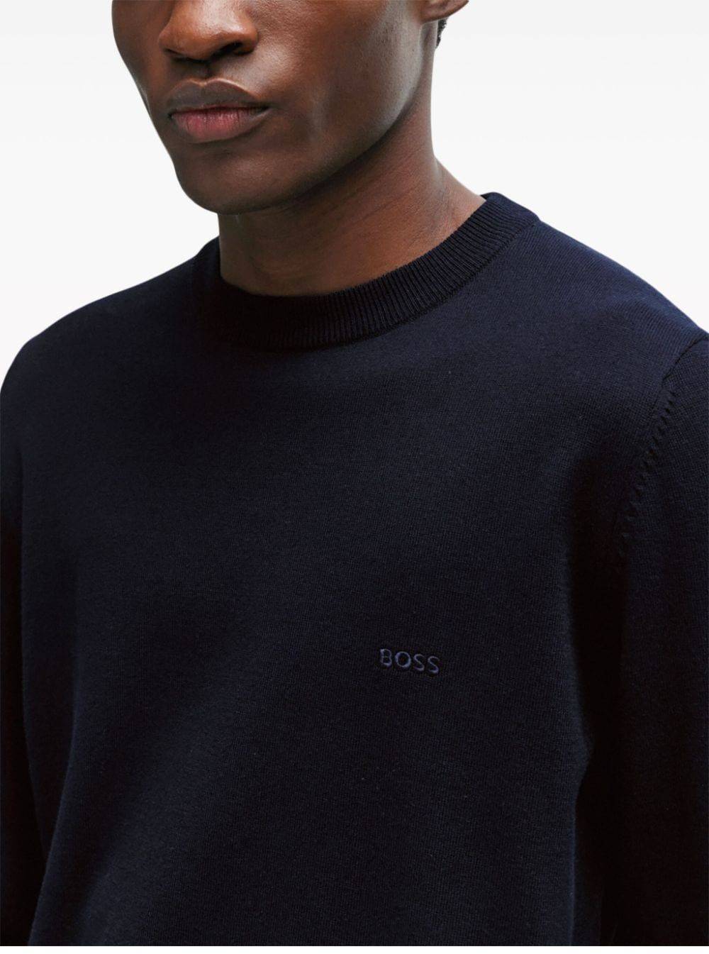 HUGO BOSS  Maglione da Uomo Blu Scuro in Cotone 100% HUGO BOSS Outlet