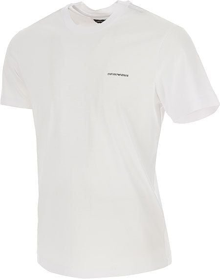 EMPORIO ARMANI  T-Shirt Logo Emporio Armani Bianca in Lyocell e Cotone per Uomo Saldi
