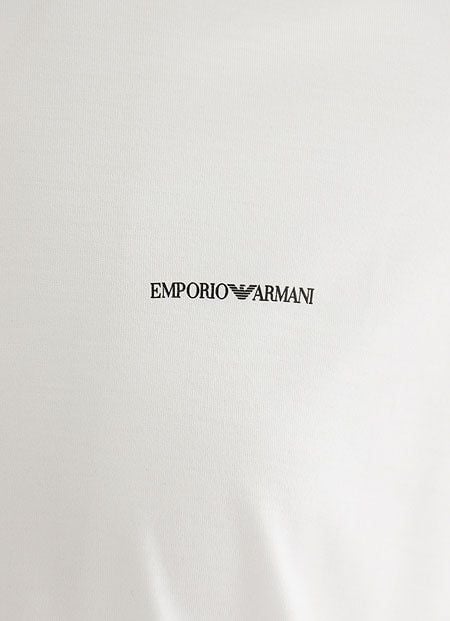 EMPORIO ARMANI  T-Shirt Logo Emporio Armani Bianca in Lyocell e Cotone per Uomo Saldi