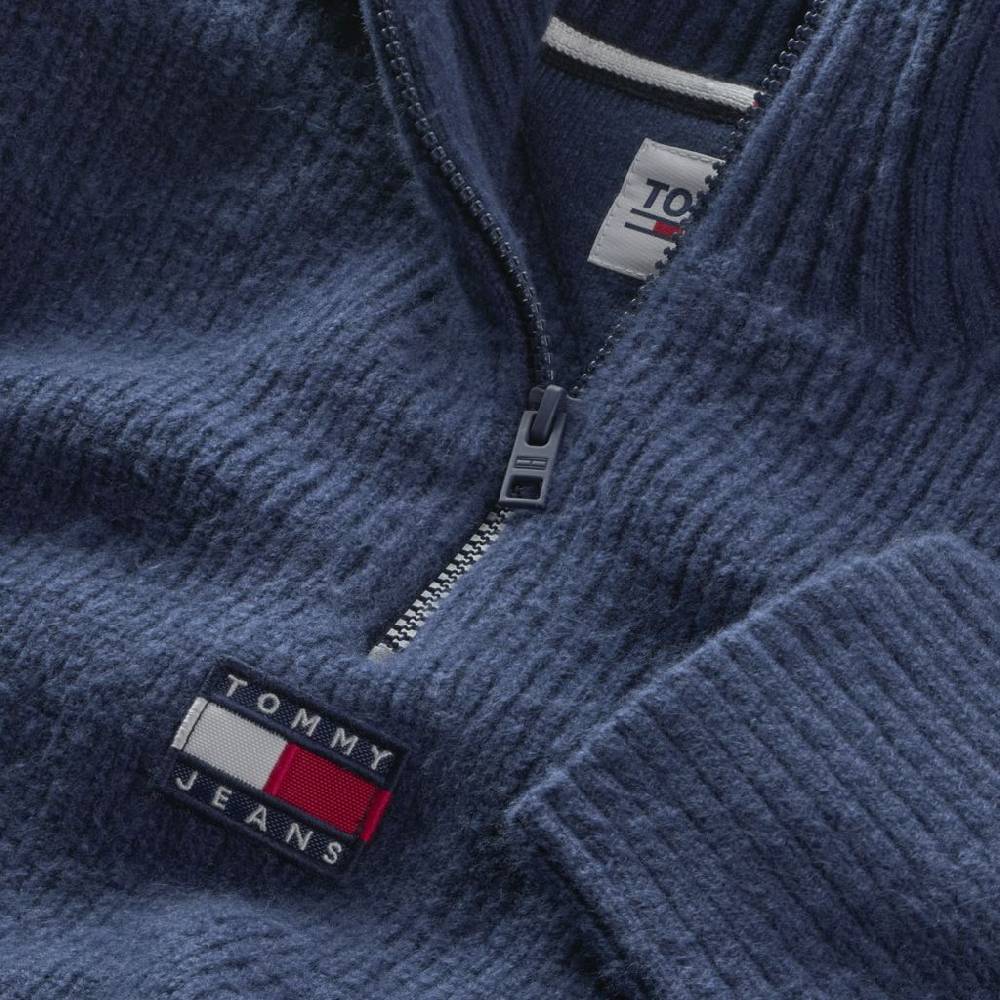 TOMMY JEANS  Felpa di Cotone Blu Tommy Jeans Uomo Saldi Di Fabbrica