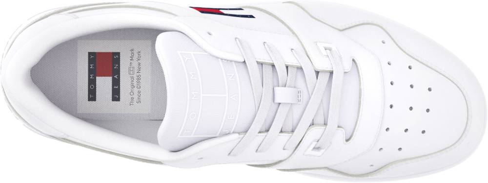 TOMMY JEANS  Sneakers da Basket Retrò in Pelle da Uomo Tommy Jeans - Bianche Offerta esclusiva
