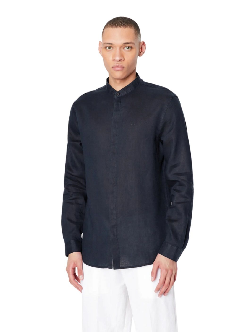 ARMANI EXCHANGE  Camicia di Lino Blu Uomo Armani Exchange Offerte stagionali
