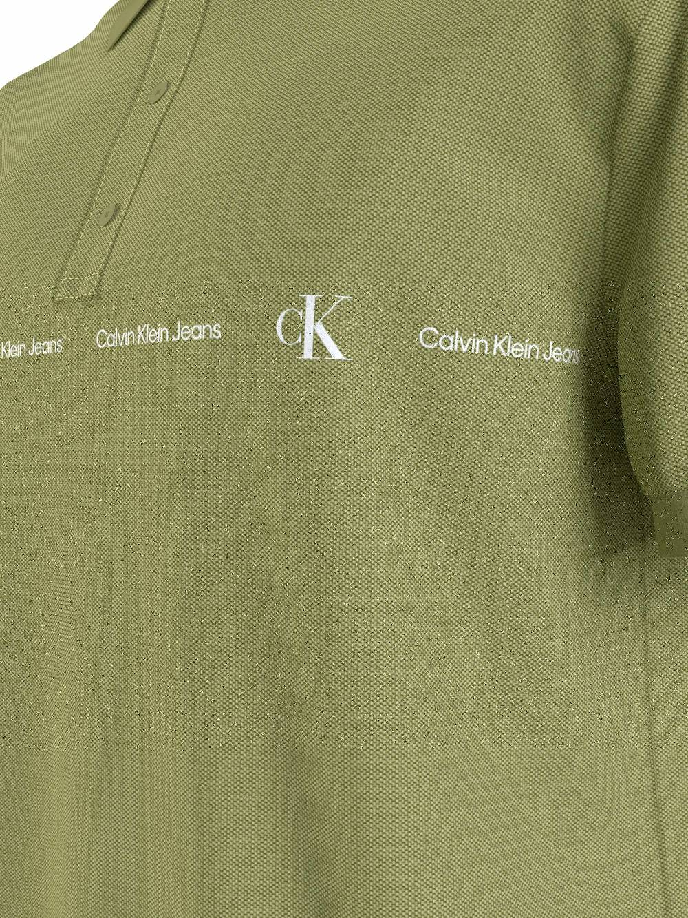 CALVIN KLEIN  Polo da Uomo Calvin Klein in Cotone Elasticizzato Verde Fino al 65% di sconto