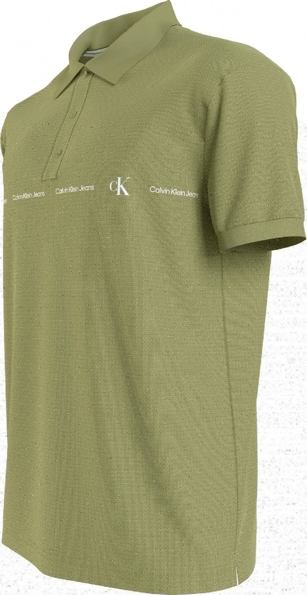 CALVIN KLEIN  Polo da Uomo Calvin Klein in Cotone Elasticizzato Verde Fino al 65% di sconto