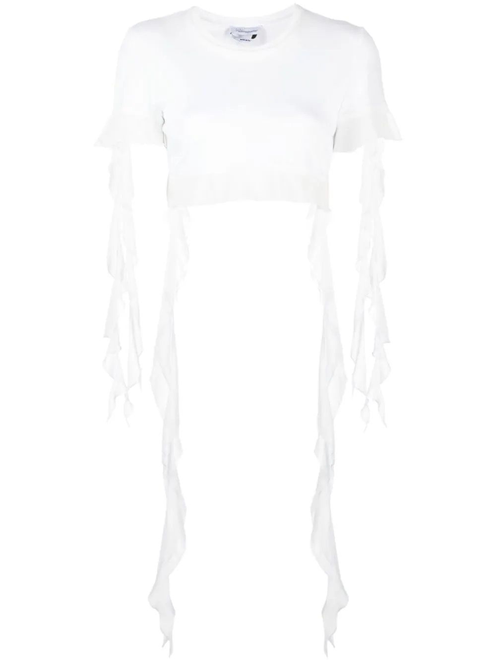 BLUMARINE  T-shirt di Cotone Bianco con Ruches BLUMARINE da Donna Enormi sconti