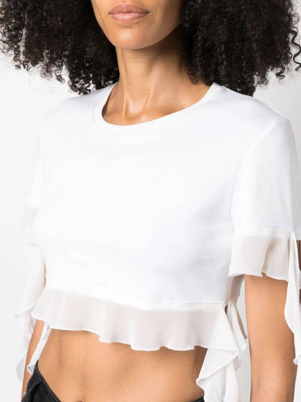 BLUMARINE  T-shirt di Cotone Bianco con Ruches BLUMARINE da Donna Enormi sconti
