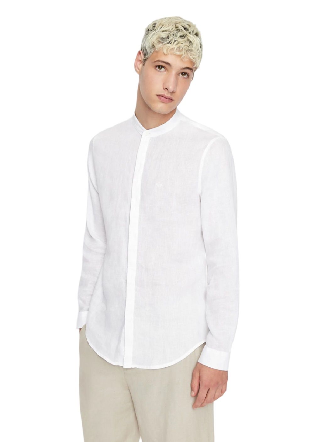 ARMANI EXCHANGE  Camicia di Lino Bianca Uomo Armani Exchange Trasporto libero internazionale