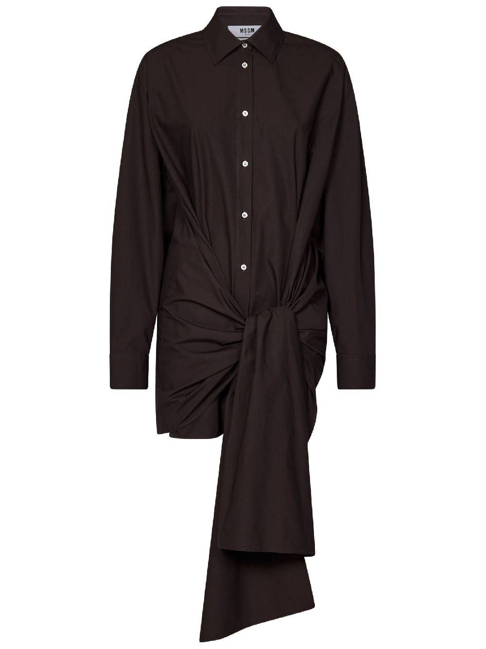 MSGM  Camicia Marrone in Cotone Oversized con Nodo MSGM Limitato a 3 giorni