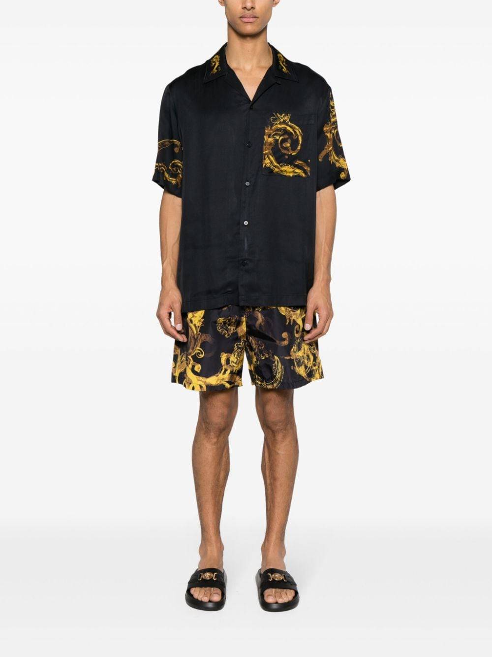 VERSACE JEANS COUTURE  Shorts Neri Uomo Versace Jeans Couture In Linea