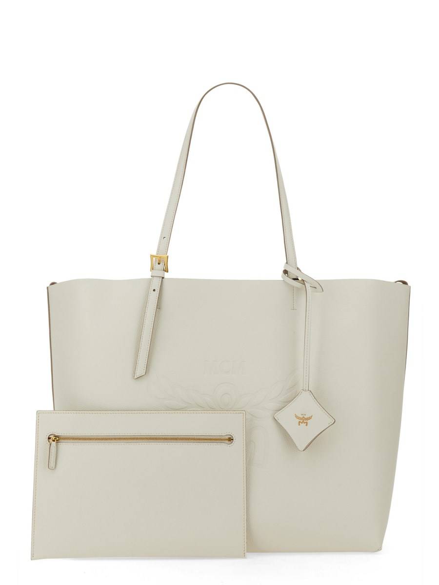 MCM BORSA SHOPPING "HIMMEL" LARGE IN PELLE CON LOGO IN RILIEVO Comprare a buon mercato