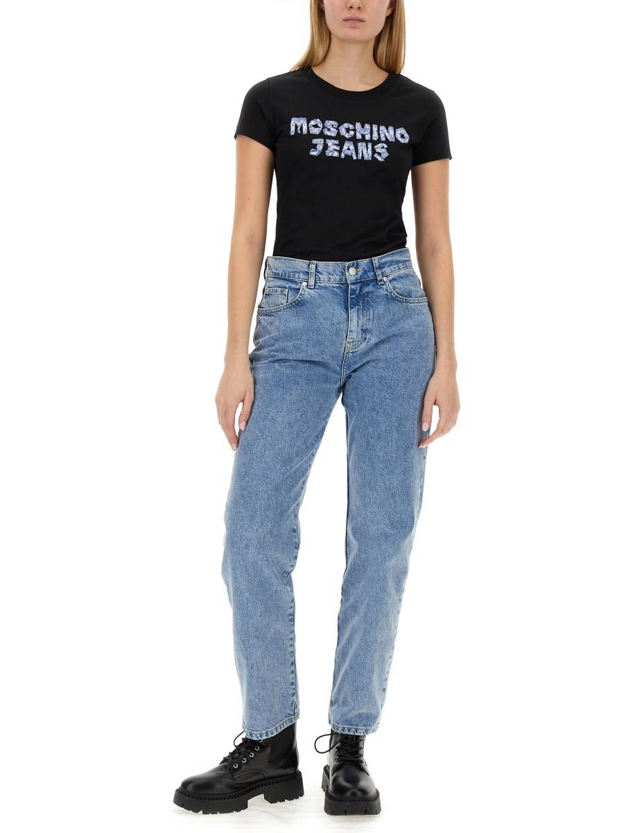 MOSCHINO JEANS PANTALONE BOYFRIEND IN DENIM RICICLATO Smaltimento dello stoccaggio
