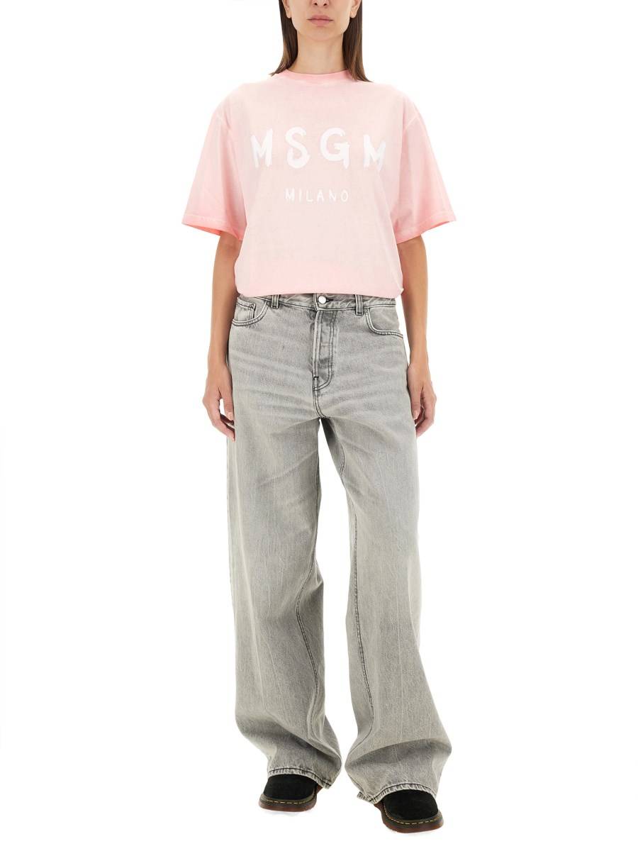 MSGM T-SHIRT IN JERSEY DI COTONE CON STAMPA LOGO Offerte