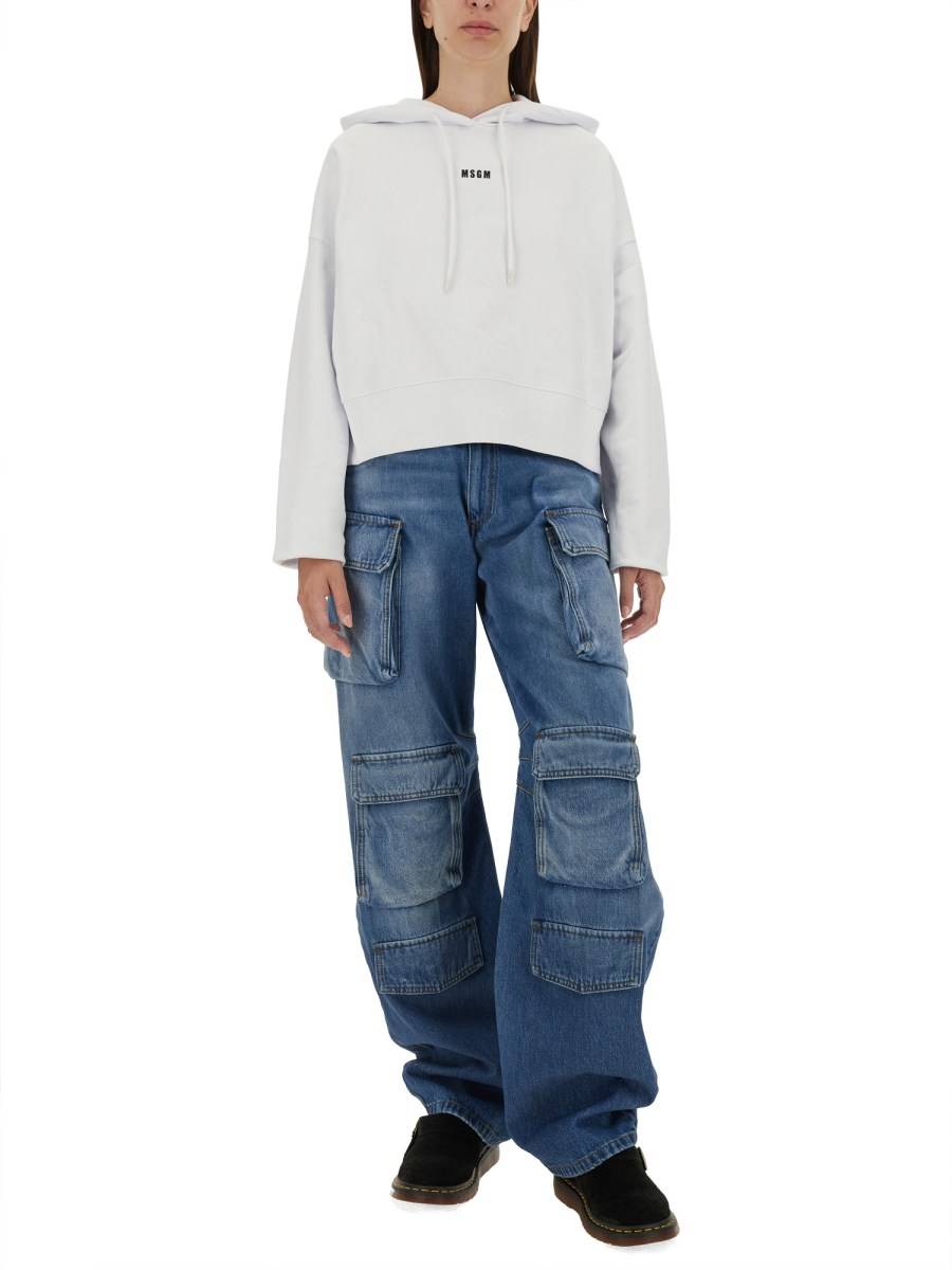 MSGM FELPA IN COTONE CON MICRO LOGO Italia