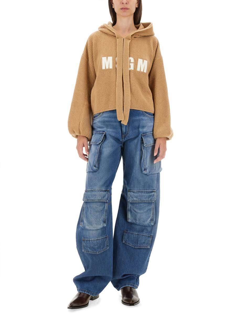 MSGM JEANS CARGO IN DENIM DI COTONE In Linea