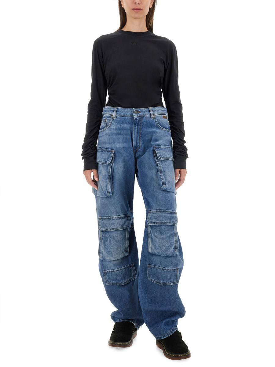 MSGM T-SHIRT IN JERSEY DI COTONE CON LOGO E RUCHES Consegna Veloce