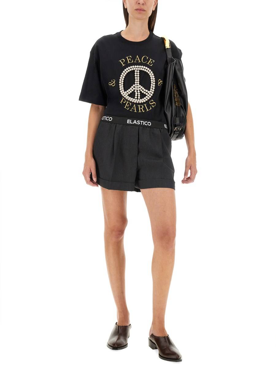 MOSCHINO T-SHIRT IN JERSEY DI COTONE CON LOGO Sottocosto