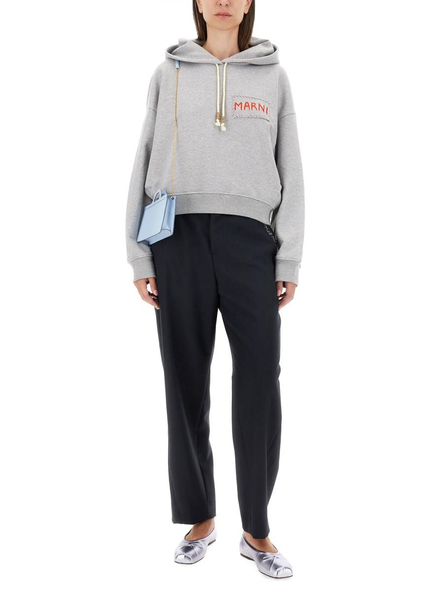 MARNI FELPA IN COTONE CON LOGO In Vendita