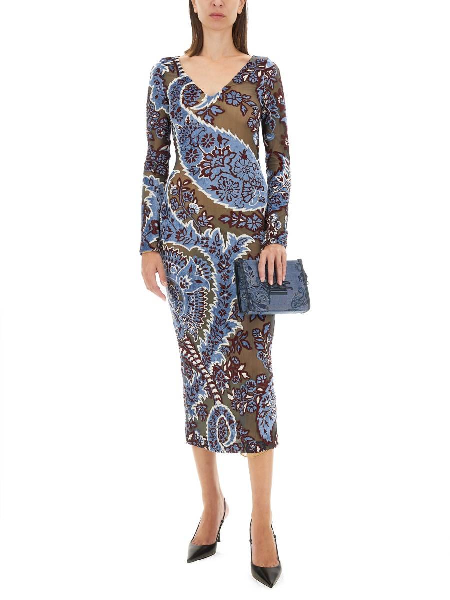 ETRO ABITO IN TULLE JACQUARD DI VELLUTO Qualità Garantita