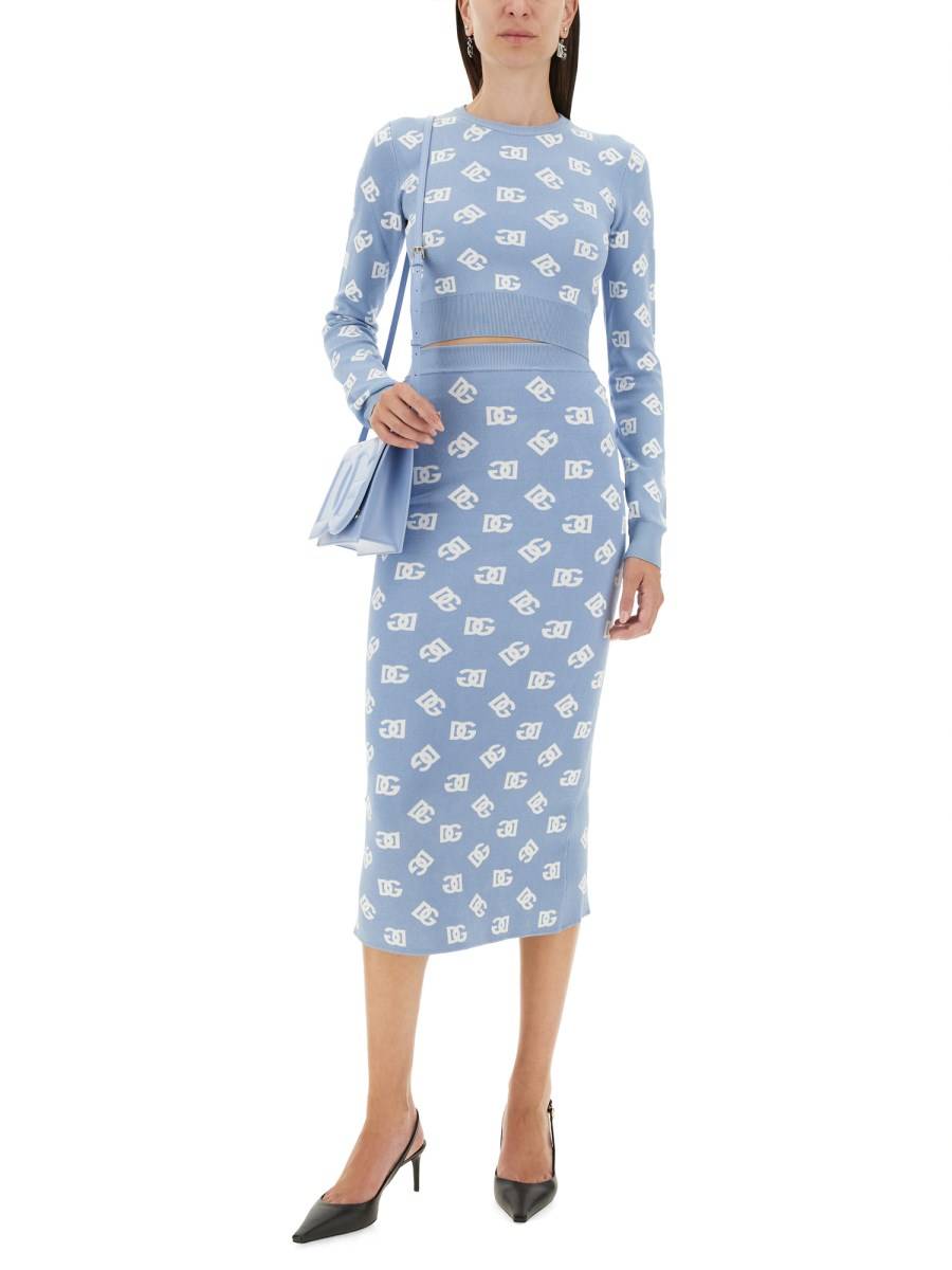 DOLCE & GABBANA GONNA TUBINO IN VISCOSA LOGO JACQUARD Affare Del Giorno