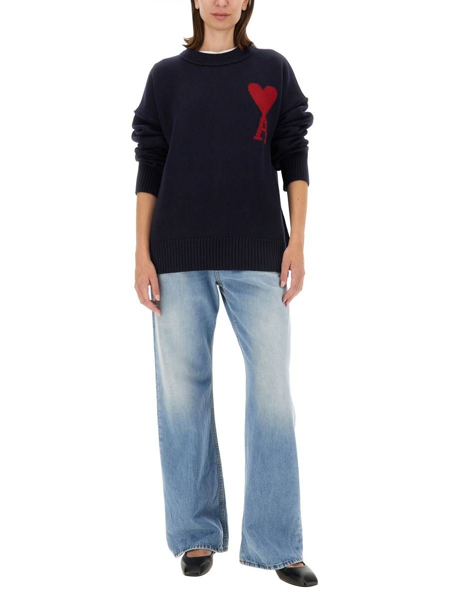 AMI PARIS MAGLIA CON RICAMO LOGO Fino al 50% di sconto