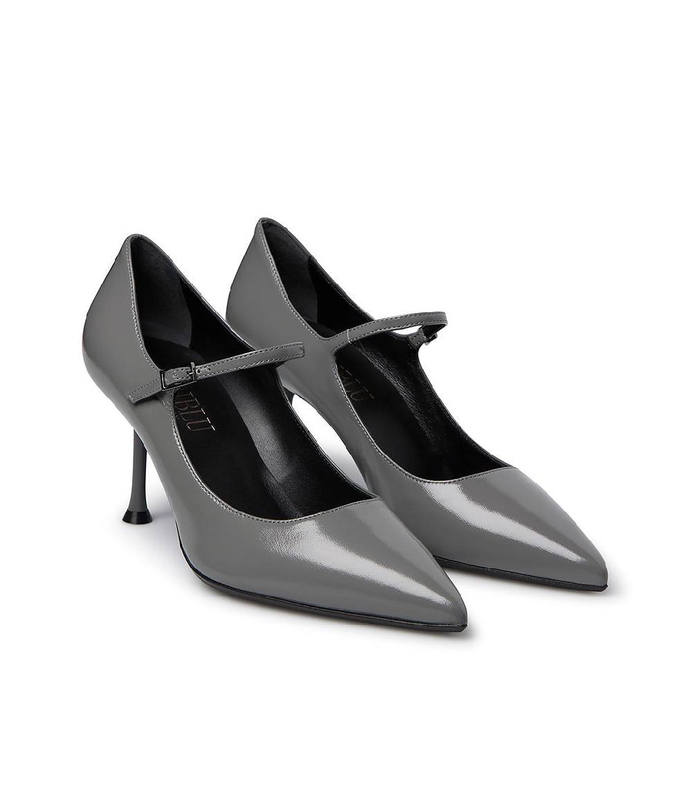 ﻿Loriblu Decollete in pelle lucida grigio con cinturino In Saldo