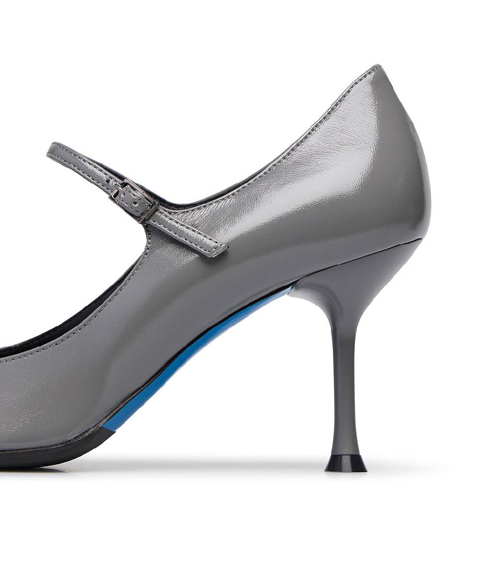 ﻿Loriblu Decollete in pelle lucida grigio con cinturino In Saldo