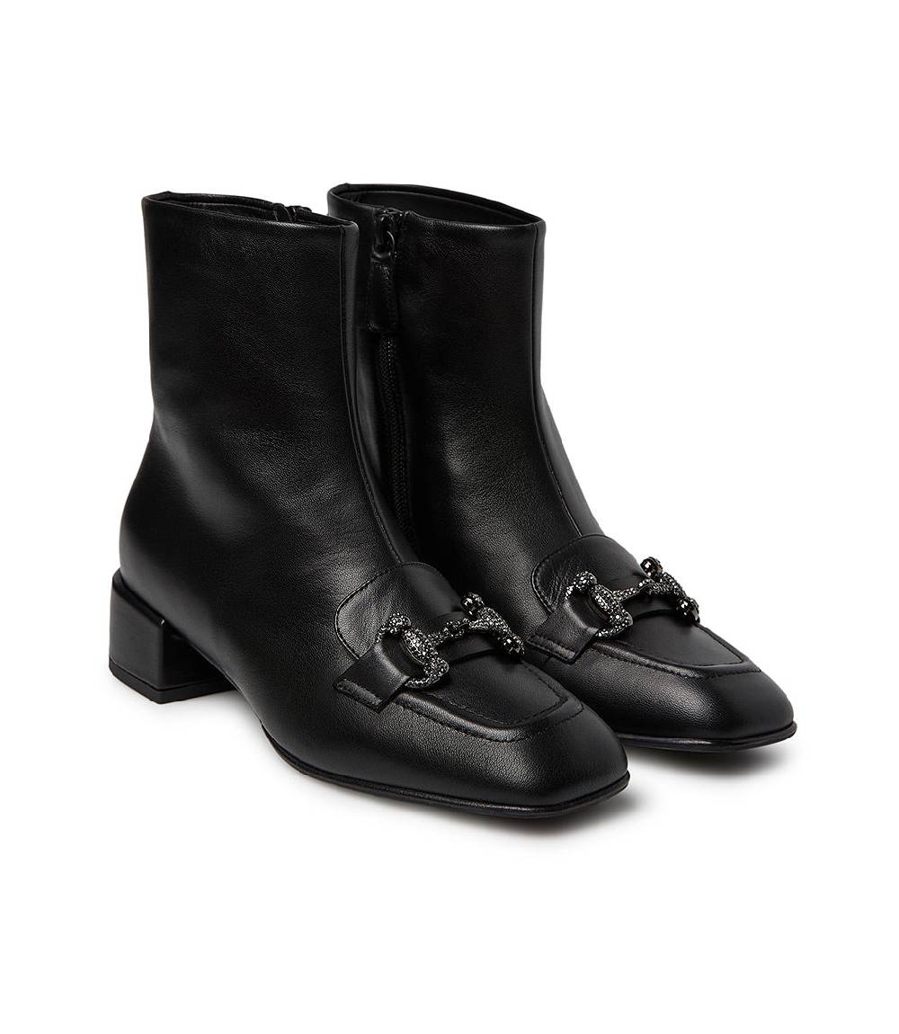 Loriblu Stivaletto in nappa nero con morsetto gioiello Italia