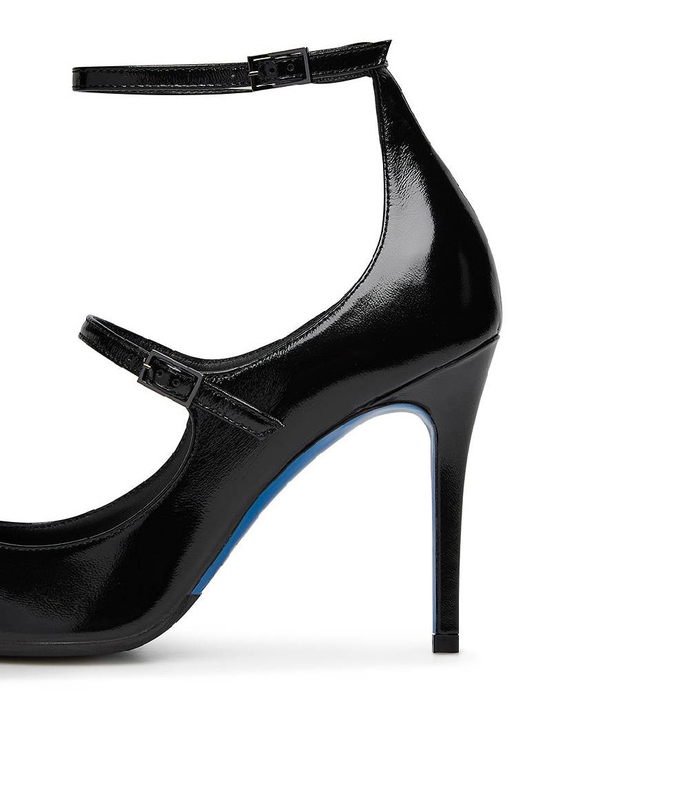 Loriblu Decollete in pelle lucida nero con cinturini Nuovo
