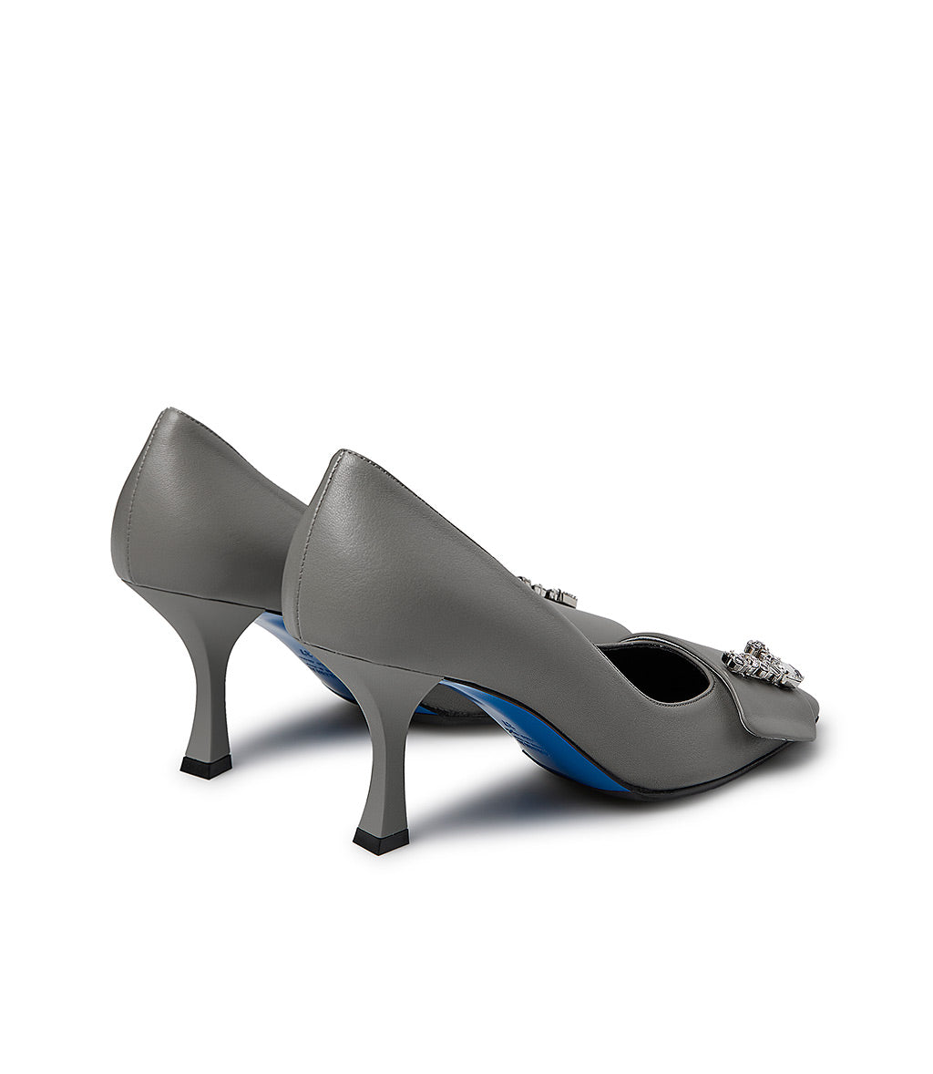 Loriblu Décolleté in nappa grigio con Logo Signature cristalli Vendita