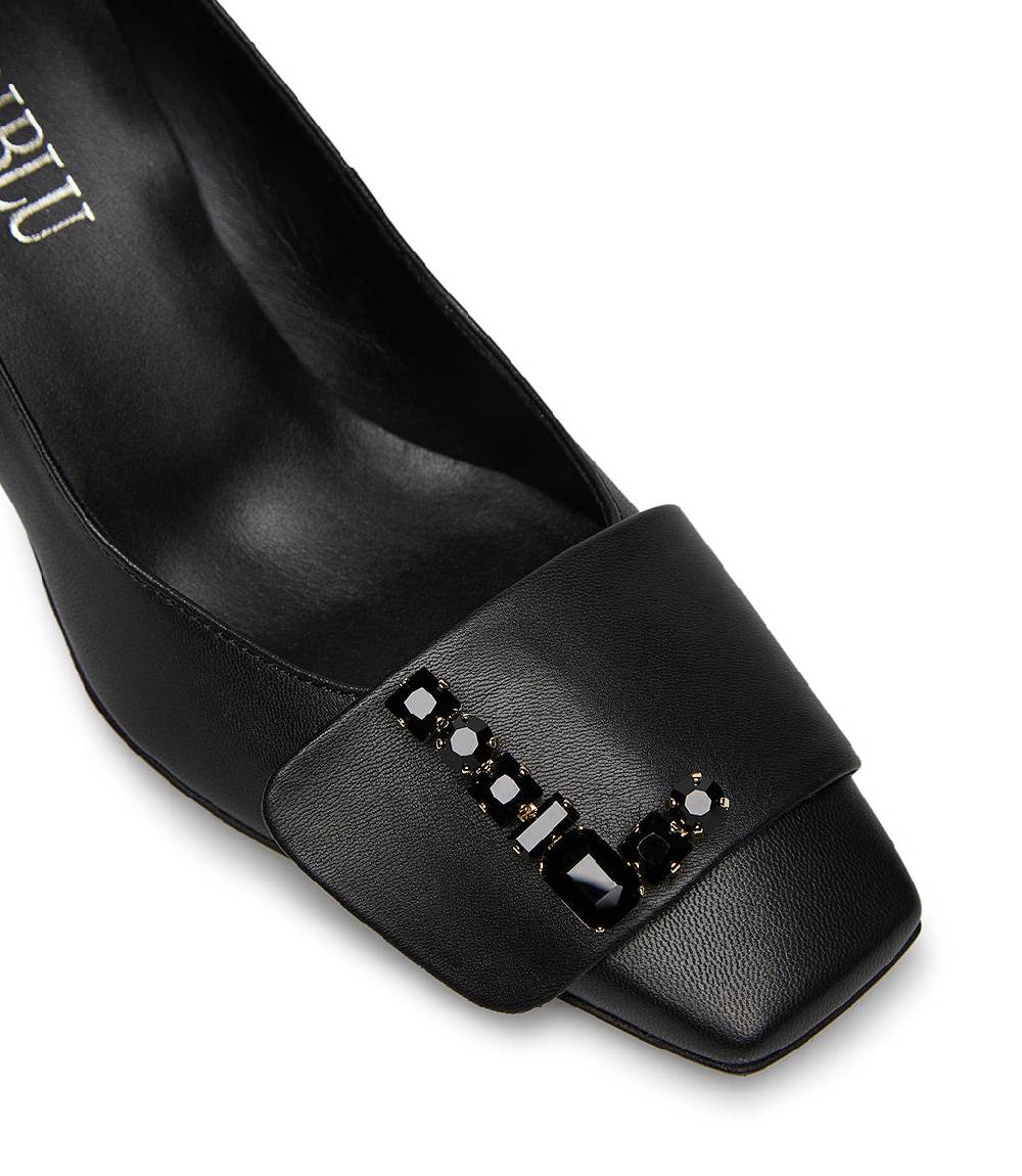 Loriblu Décolleté in nappa nero con Logo Signature cristalli Promozione
