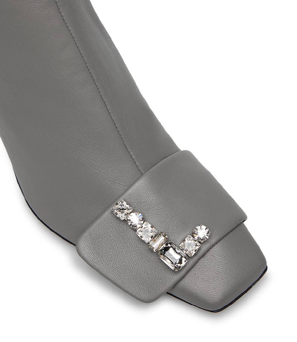Loriblu Stivaletto in nappa grigio con Logo Signature cristalli Spedizione Gratuita