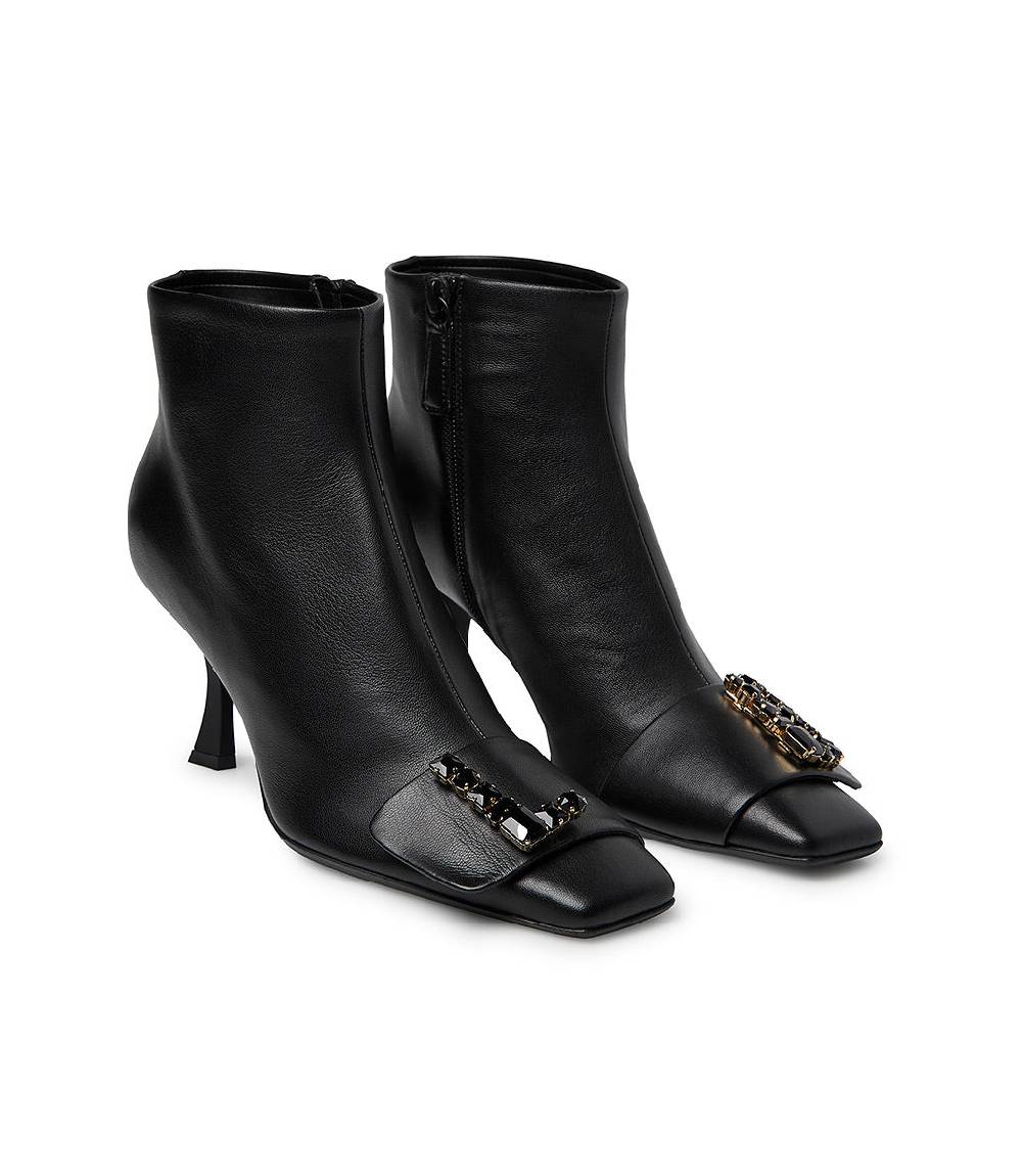 Loriblu Stivaletto in nappa nero con Logo Signature cristalli Pezzi Unici