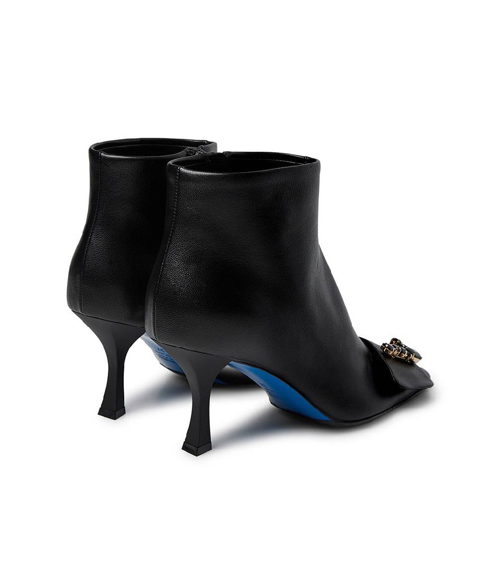 Loriblu Stivaletto in nappa nero con Logo Signature cristalli Pezzi Unici