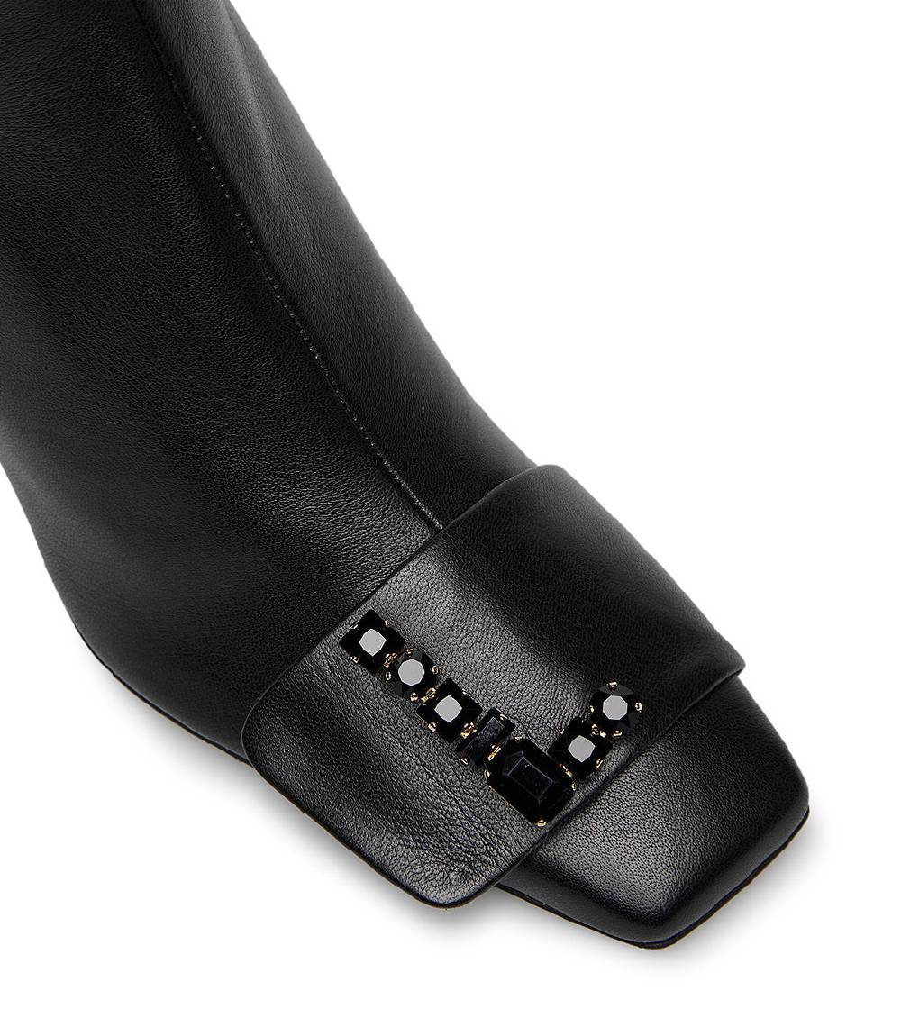 Loriblu Stivaletto in nappa nero con Logo Signature cristalli Pezzi Unici