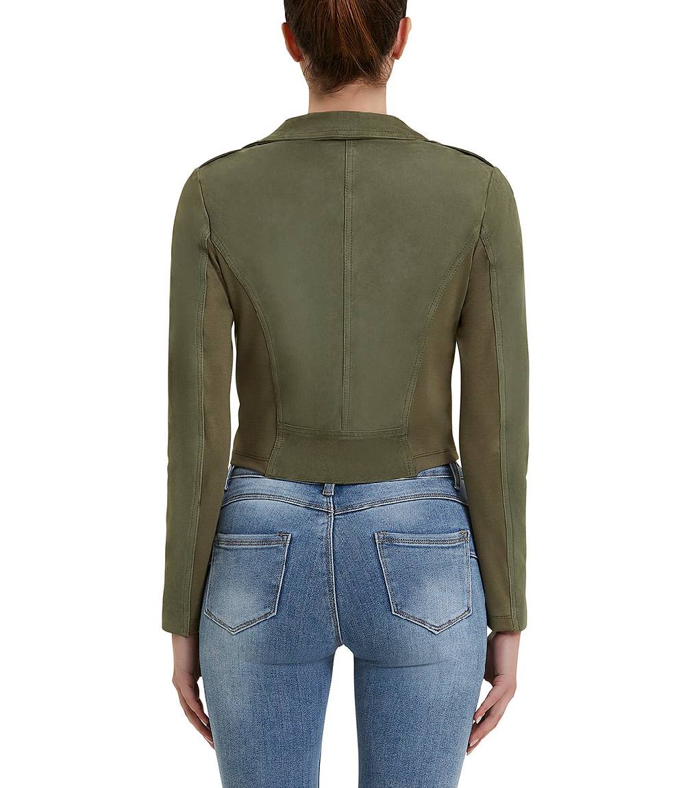 Loriblu Giacca stile biker in camoscio salvia Negozi Online