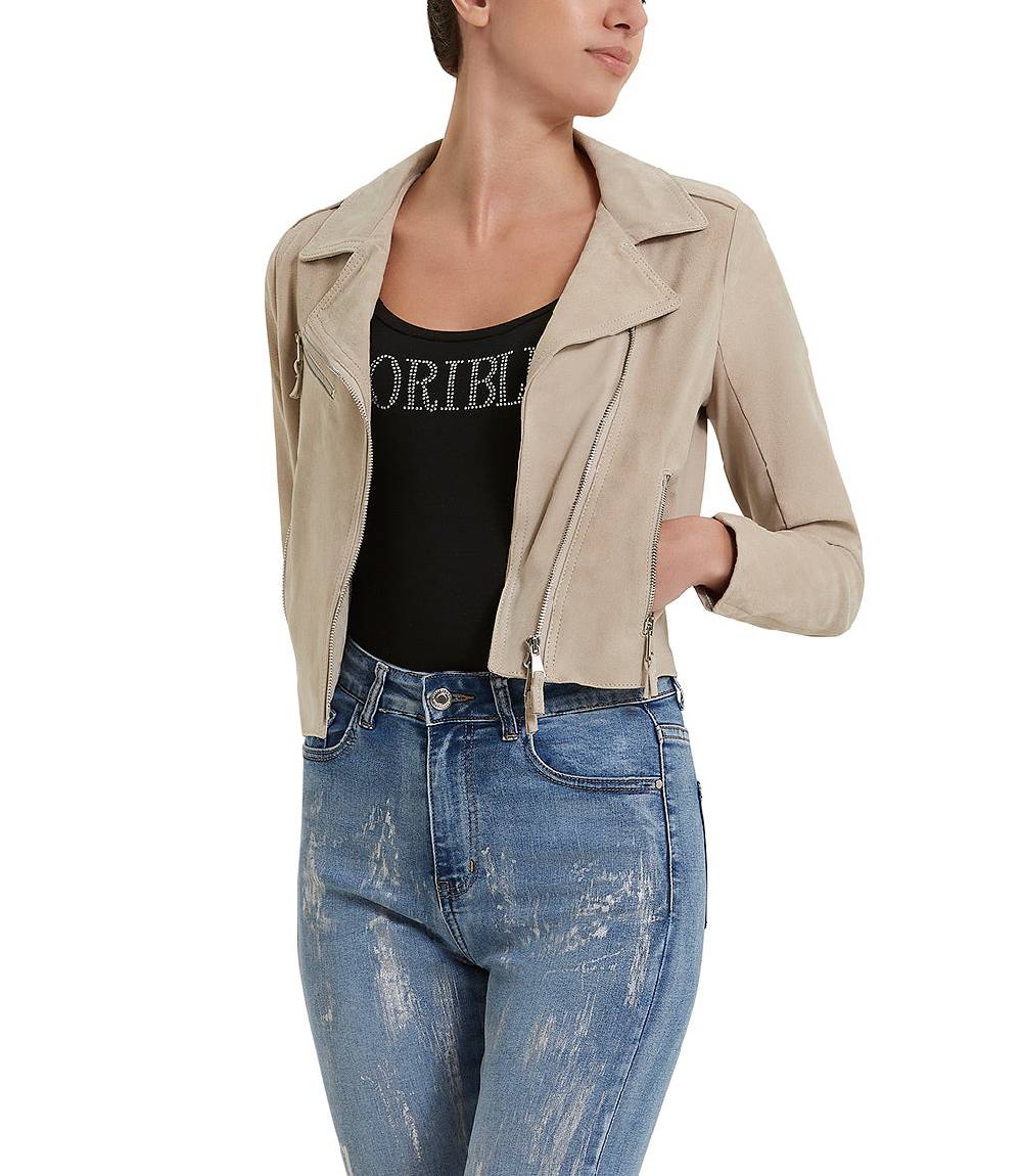 Loriblu Giacca stile biker in camoscio naturale Acquista Ora