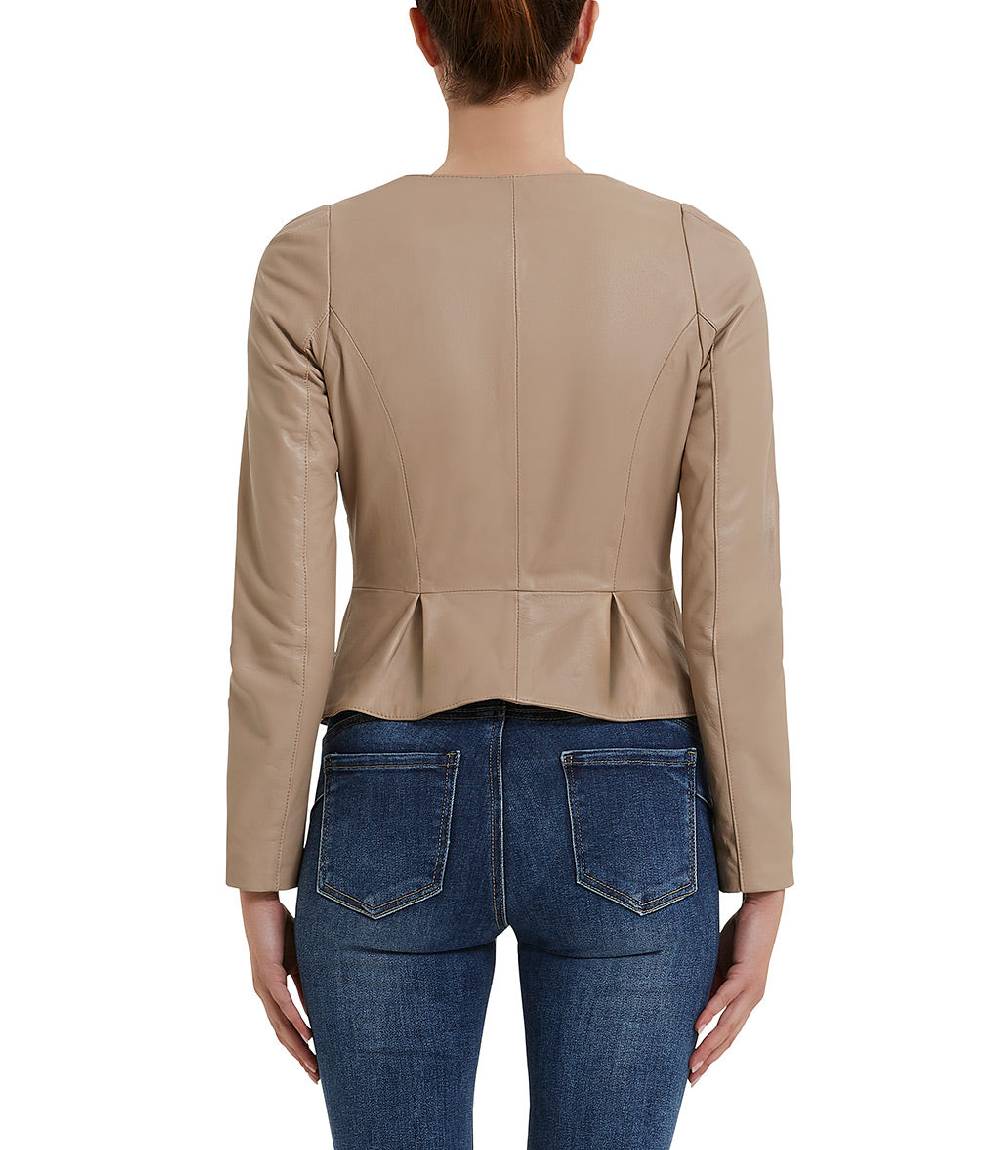 Loriblu Giacca in pelle beige Consegna Veloce