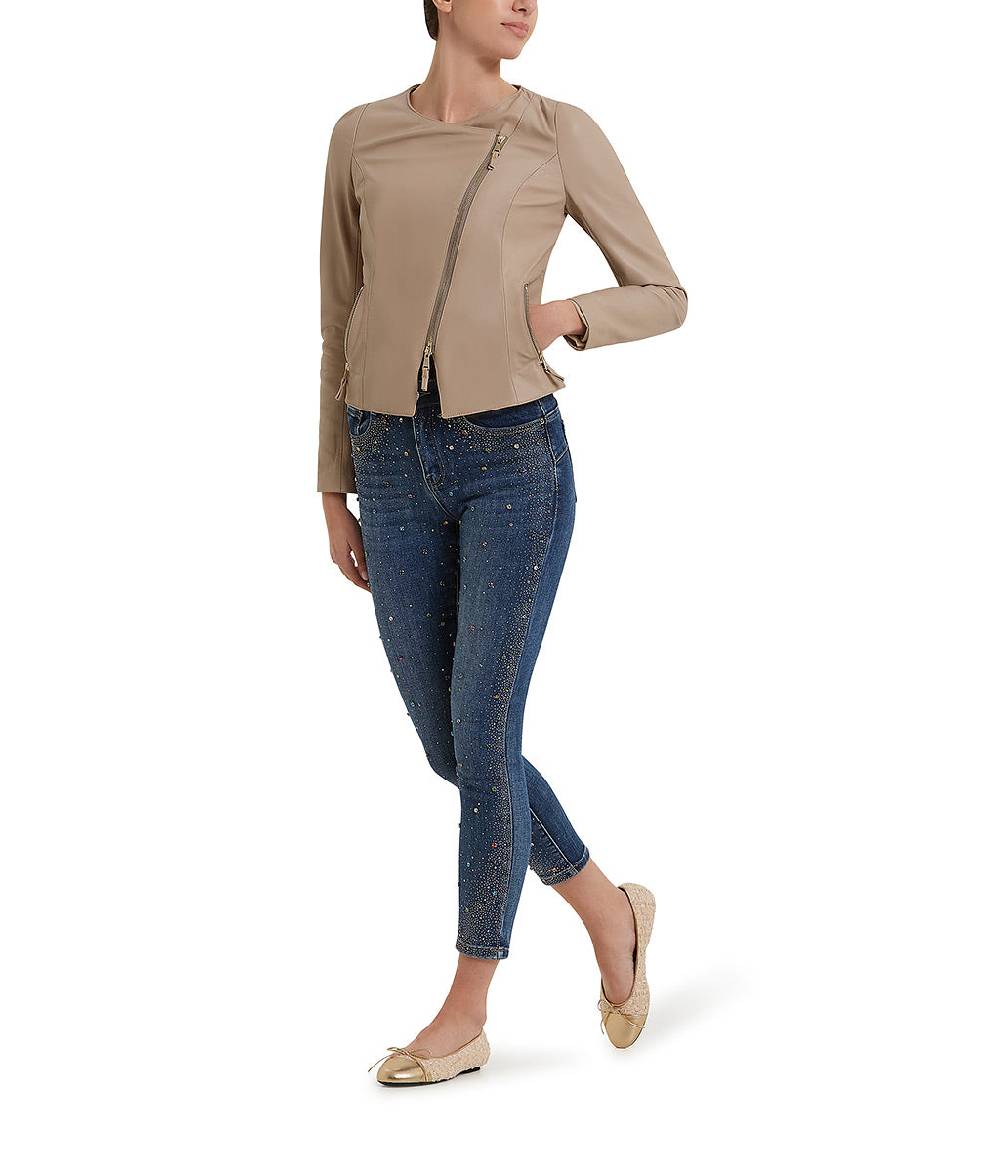 Loriblu Giacca in pelle beige Consegna Veloce