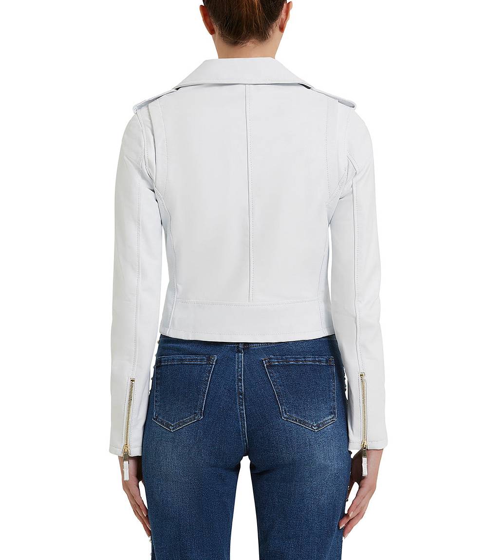 Loriblu Giacca stile biker in pelle bianca Fino Al -60%