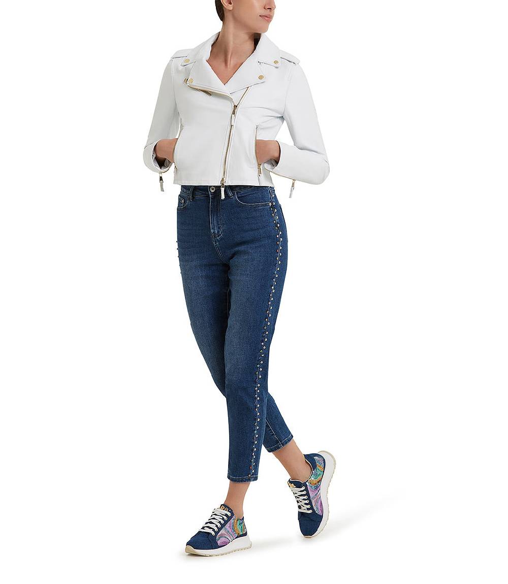 Loriblu Giacca stile biker in pelle bianca Fino Al -60%