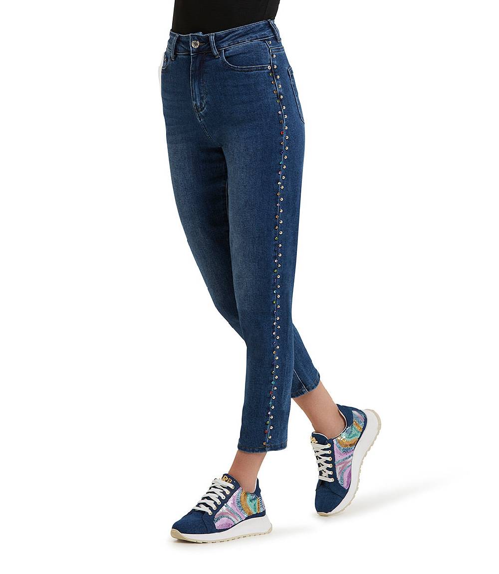 Loriblu Jeans a gamba dritta con cristalli Presa