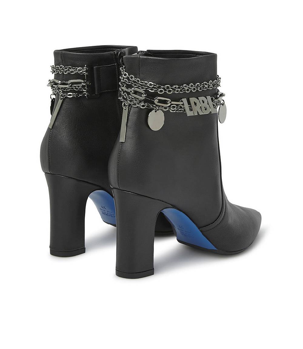 Loriblu Stivaletti in nappa nera con catenella argento Moda
