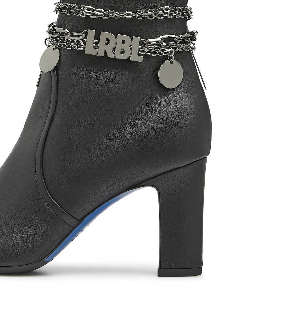 Loriblu Stivaletti in nappa nera con catenella argento Moda