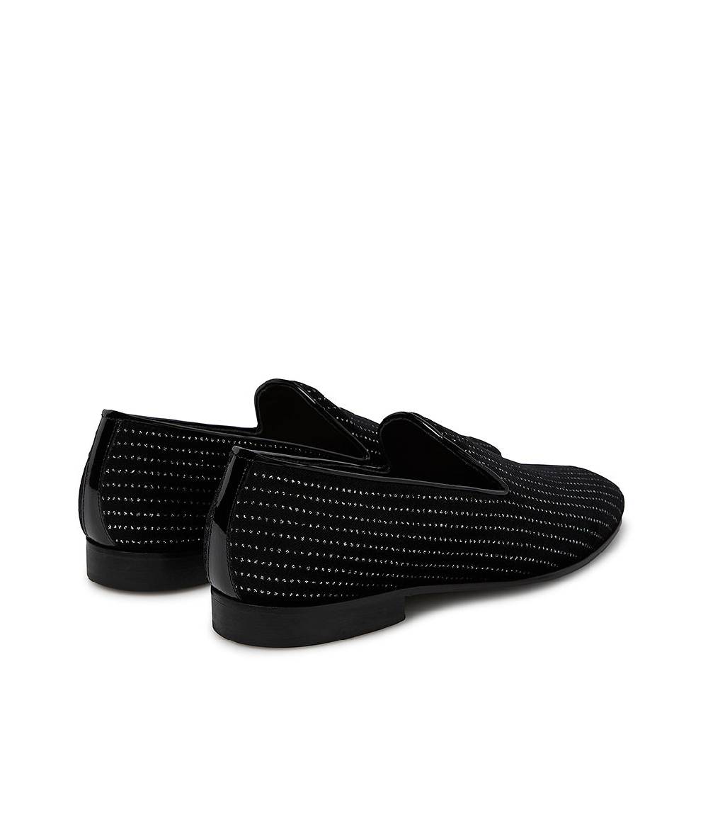 Loriblu Loafer in velluto nero con micro cristalli e dettagli in vernice Italia