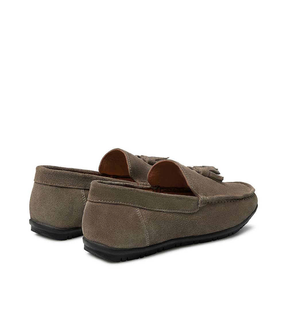 Loriblu Mocassino in camoscio taupe con nappine Spedizione Gratuita